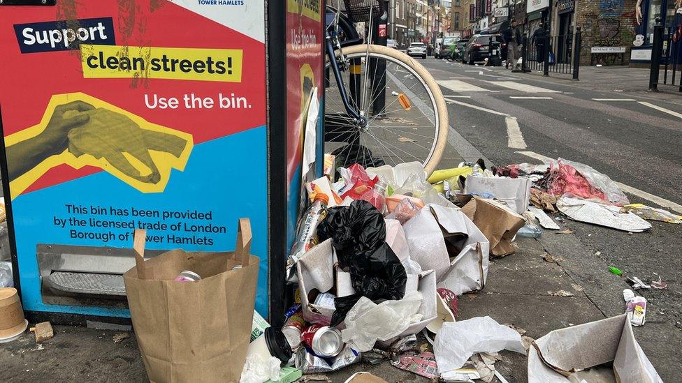 Rubbish in along Brick Lane