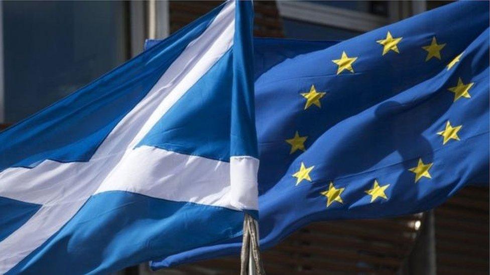 Saltire and EU flag