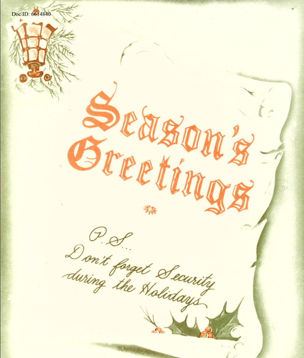 "Season's Greetings - PS don't forget security during the holidays"