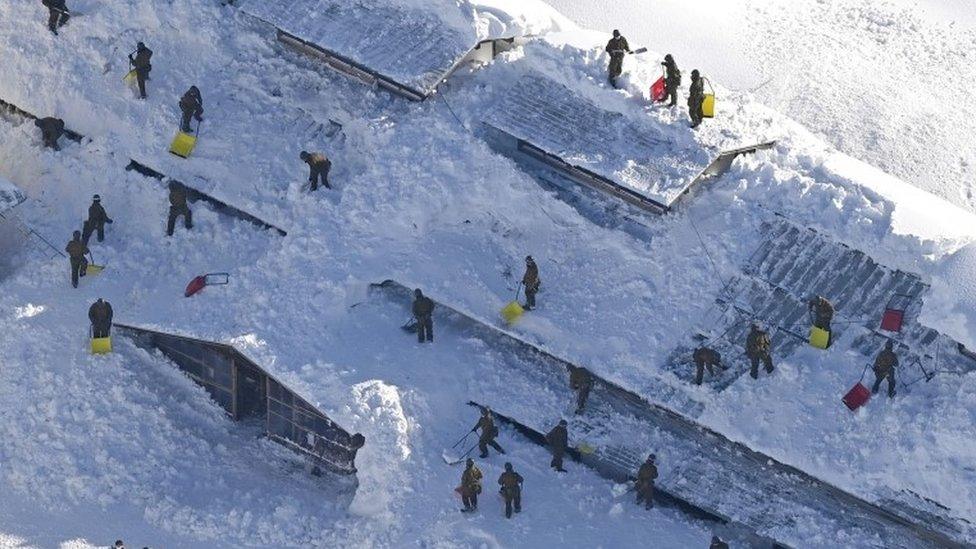 Snowfall in Japan.