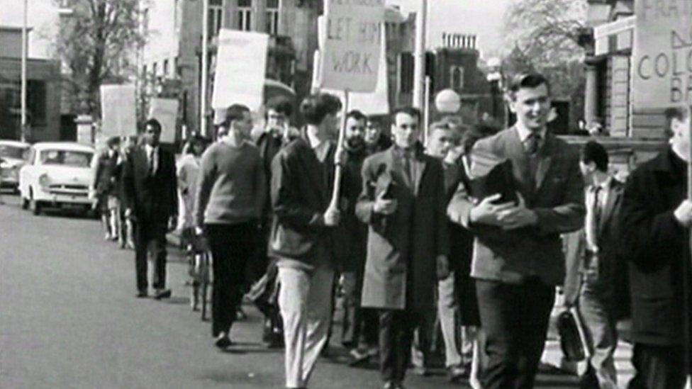 Protesters march in Bristol Bus Boycott