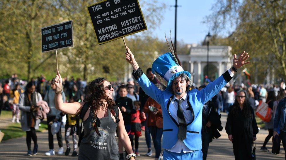 London anti-lockdown protestors