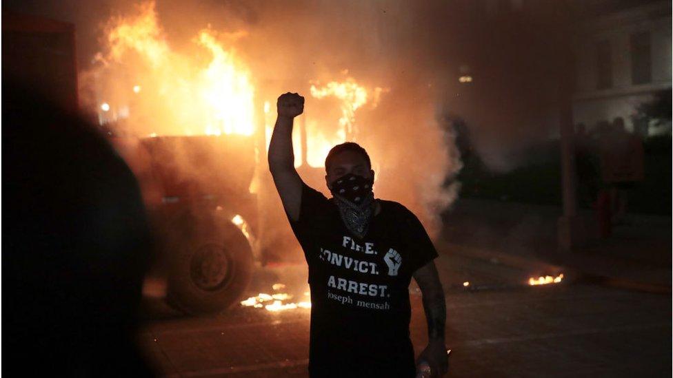 File photo of a protester in Kenosha