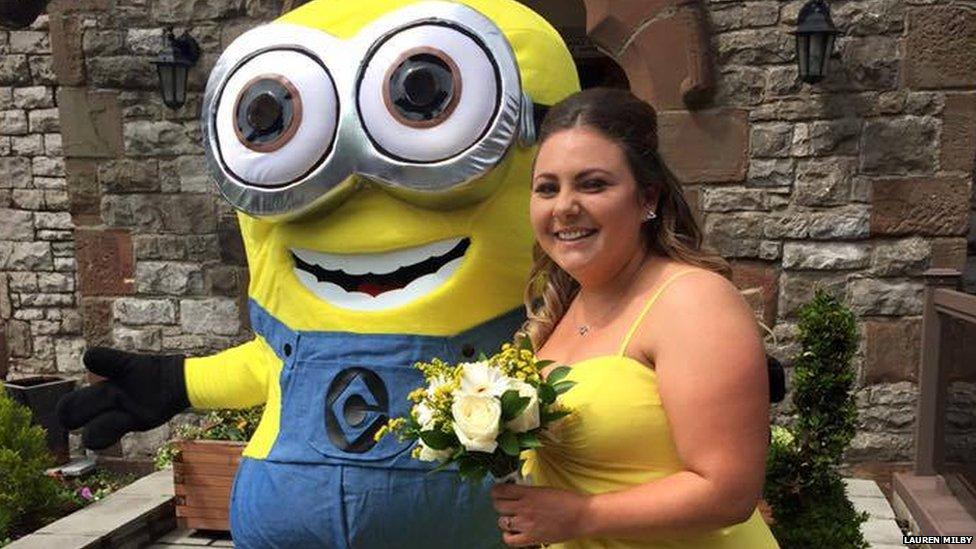 Minion with a bridesmaid