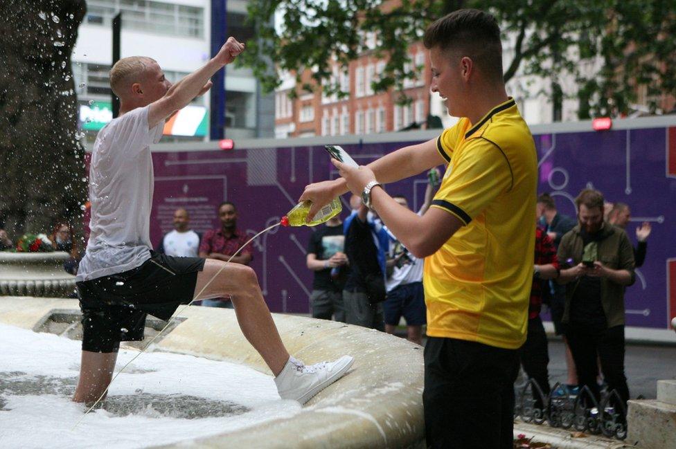 fans in Leicester Square