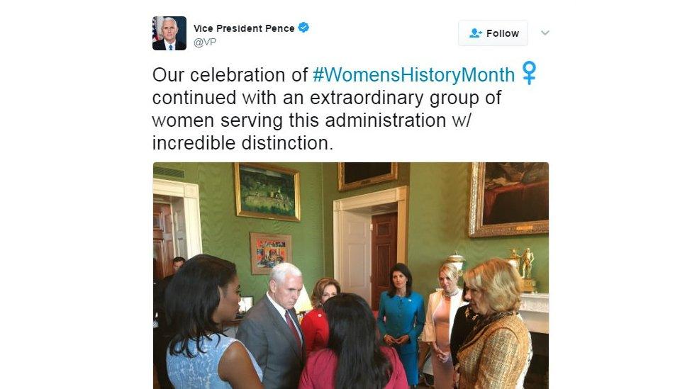 Pence tweet about Women's History Month