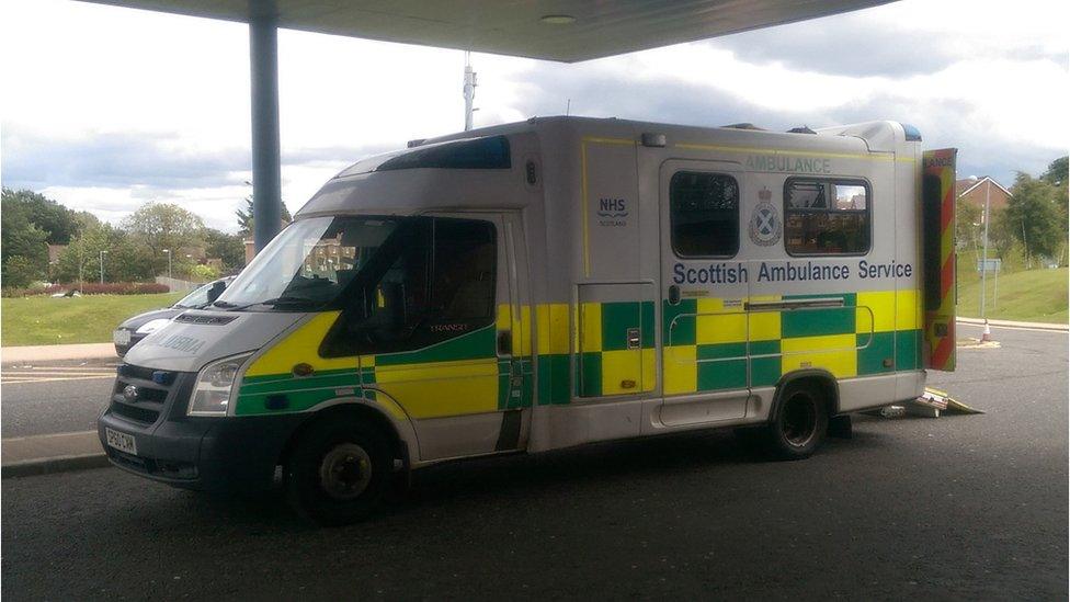 Ambulance outside A&E department