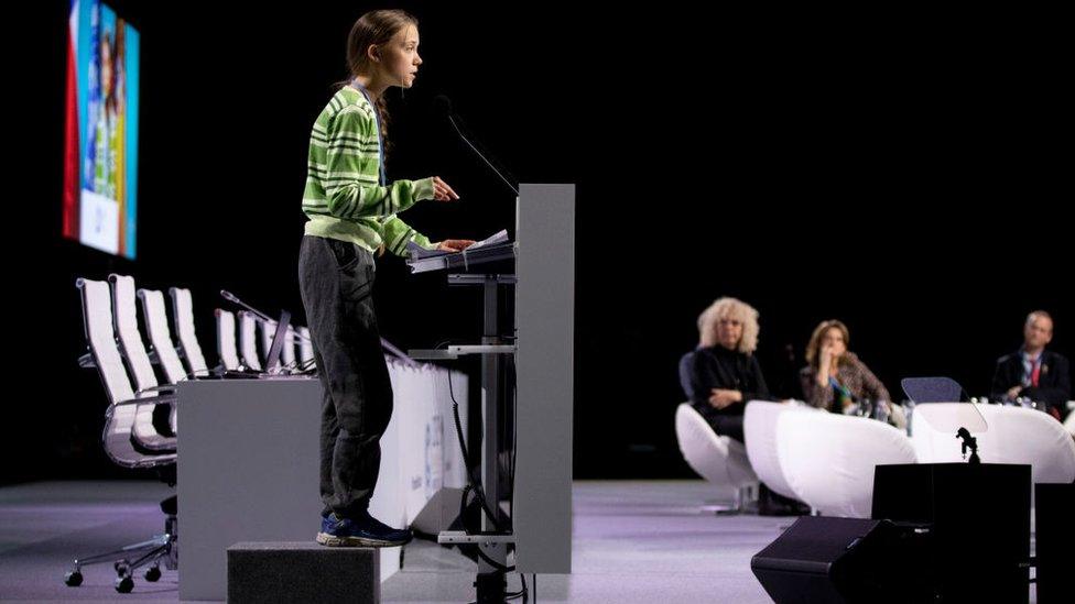 Greta-Thunberg-on-stage-at-COP25.