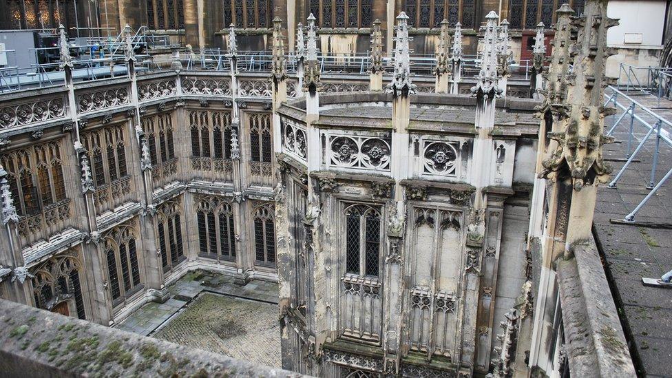 Scaffolding on roof