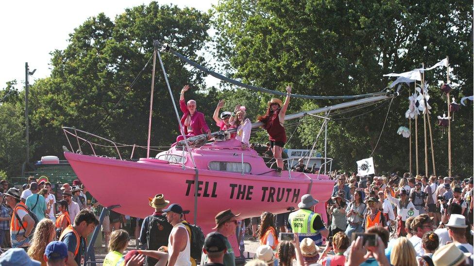 Extinction Rebellion march at Glastonbury Festival