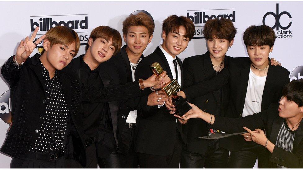 BTS Members backstage at the 2017 Billboard Music Awards