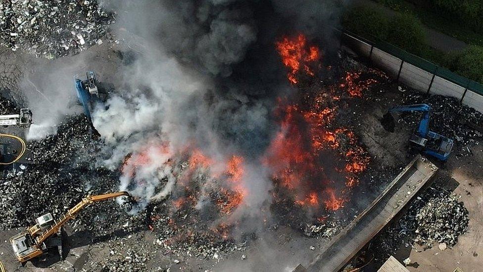 Aerial overhead view of the fire