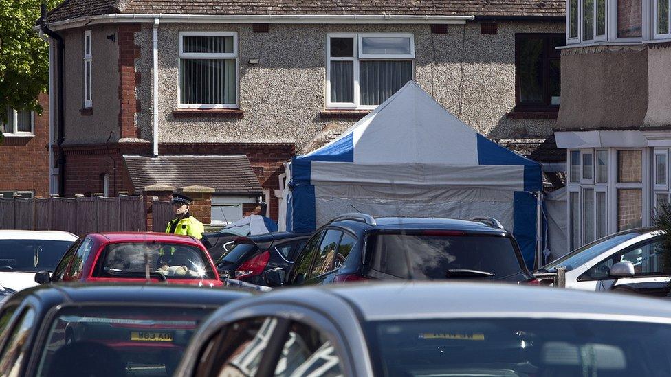 Police tent at house in Overstone Road