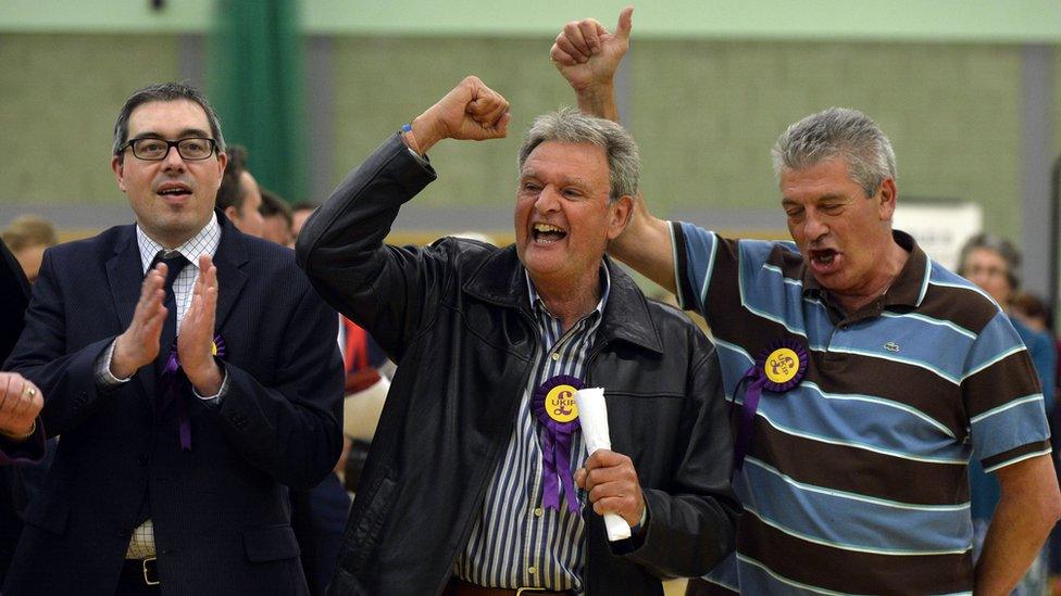 Derrick Fellowes celebrating his win for UKIP