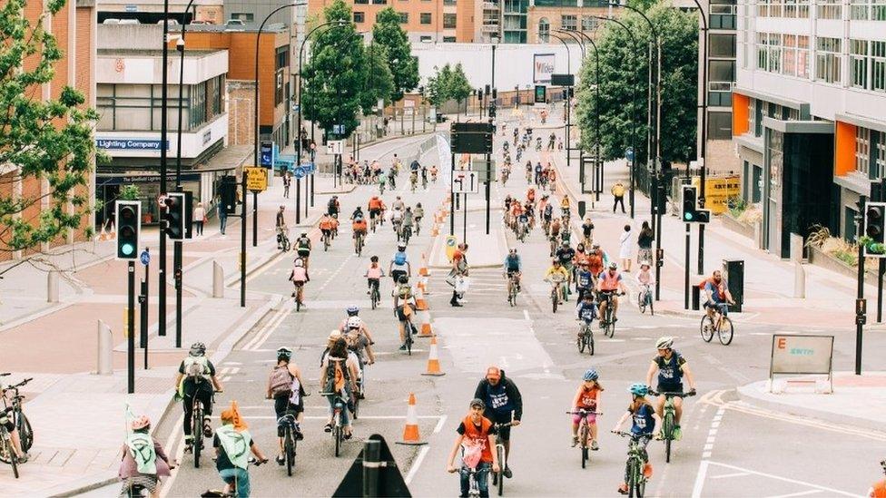 Cyclists in Sheffield