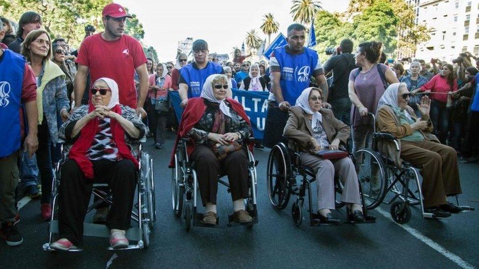 Members of the Mothers of Plaza de Mayo group during a rally in Buenos Aires. Photo: 30 April 2017