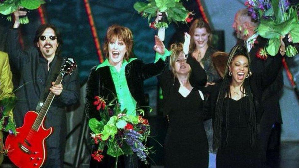 Katrina and the Waves after winning Eurovision with "Love, Shine a Light" in 1997