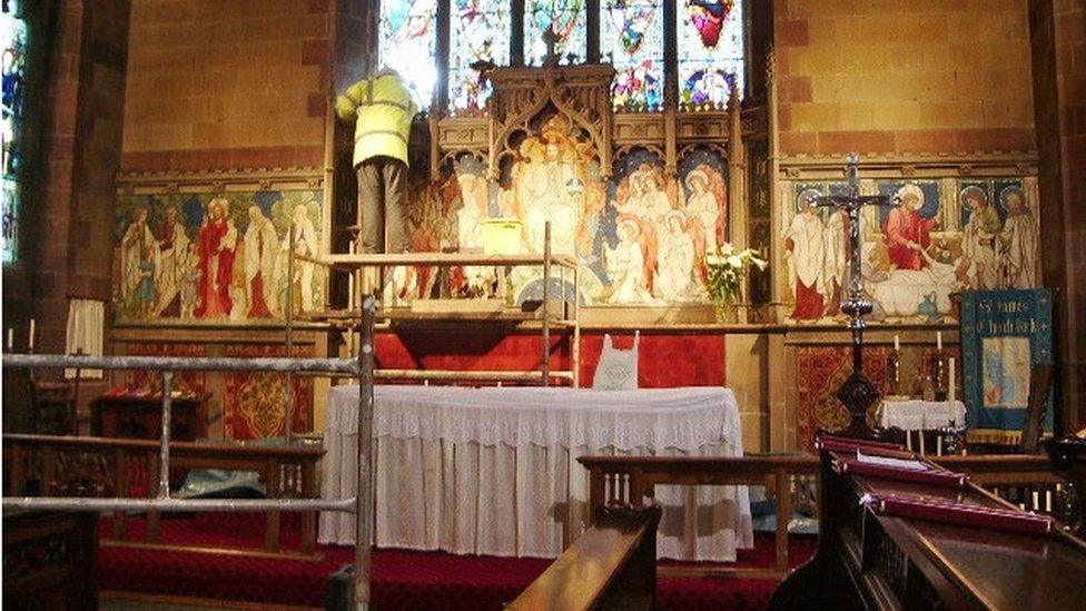 Restoration work at Church Kirk in 2008