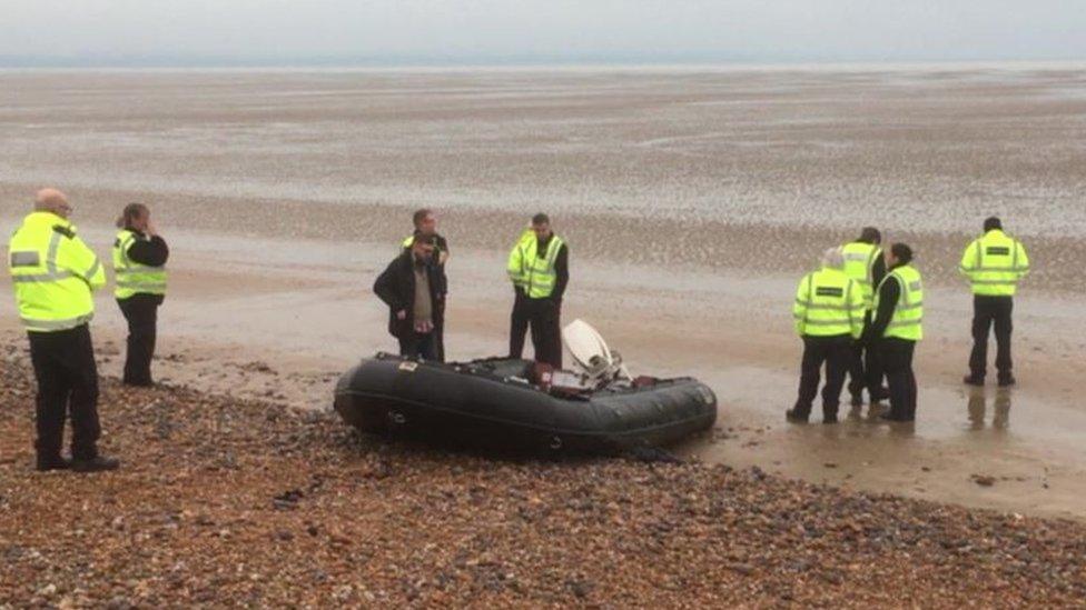 A group of migrants landed on a Kent beach on Monday