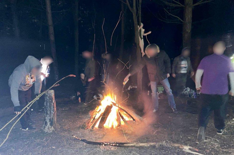 An illegal gathering in Aylestone Meadows, in Leicester, during lockdown