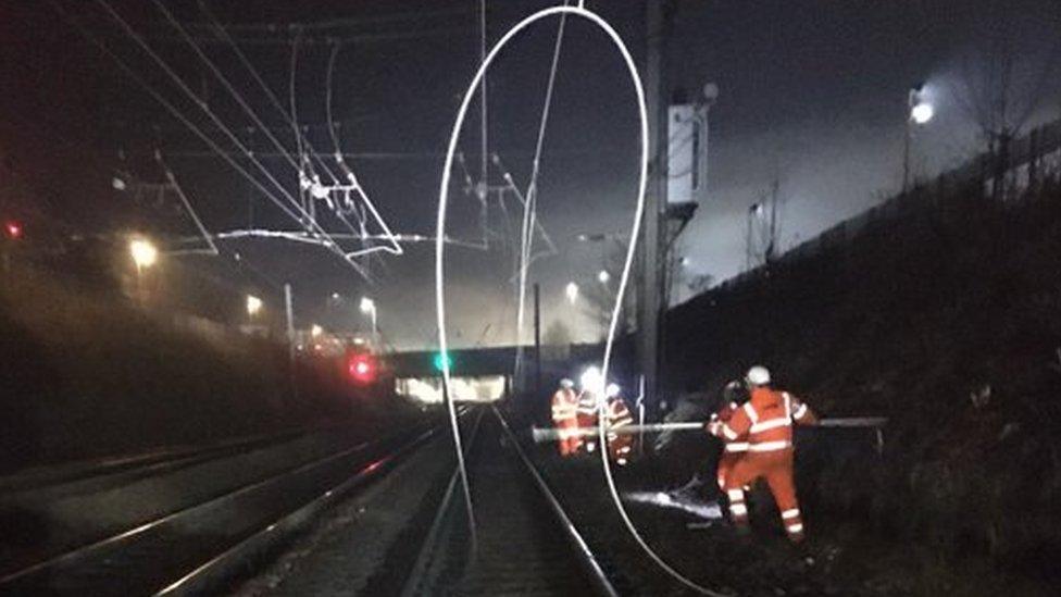 Damage overhead wire