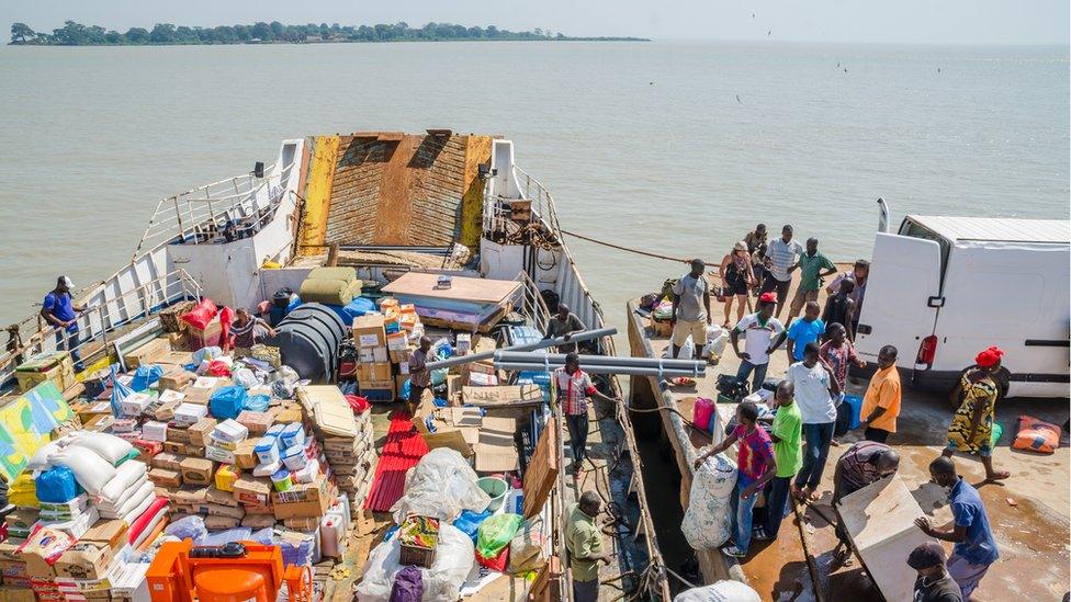 A boat in Bissau harbour preparing to make the journey to the Bijagos