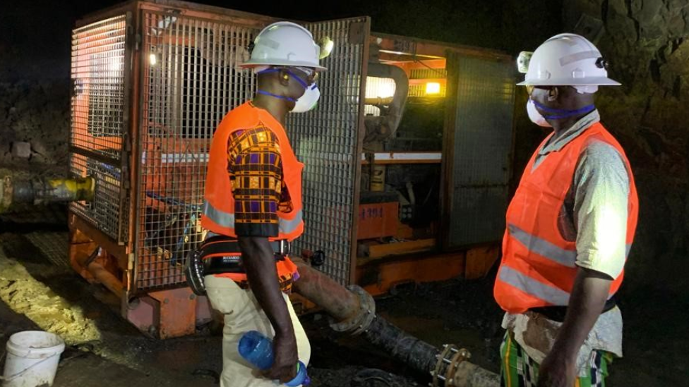 Two miners at the Perkoa mine in Burkina Faso