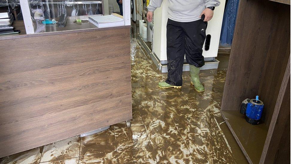 flooded business in Eglinton, county londonderry