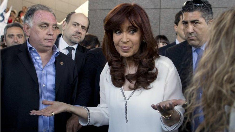 Argentina's President Cristina Fernandez leaves after a ceremony with Daniel Scioli, her chosen successor, outside the Science and Technology Center in Buenos Aires, Argentina, Friday on 6 November, 2015