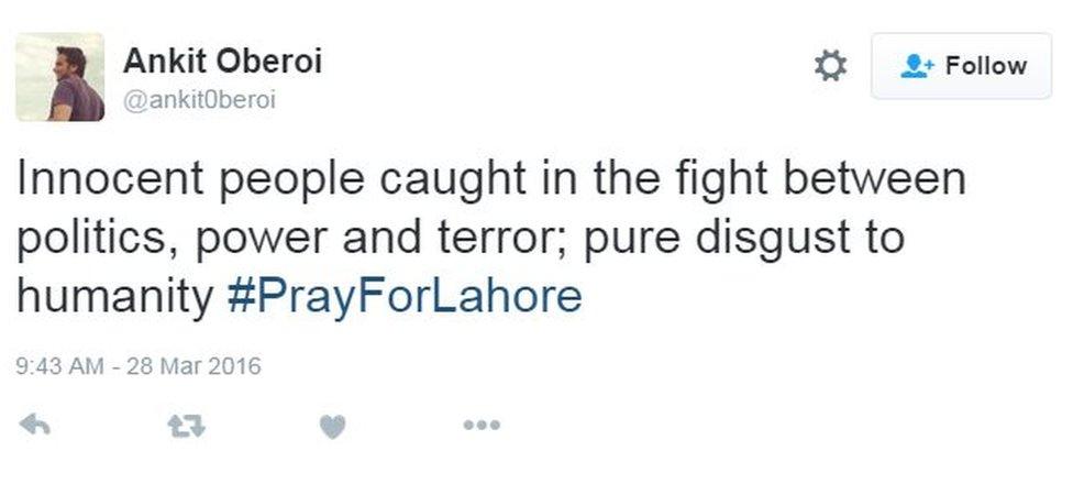 Innocent people caught in the fight between politics, power and terror; pure disgust to humanity #PrayForLahore