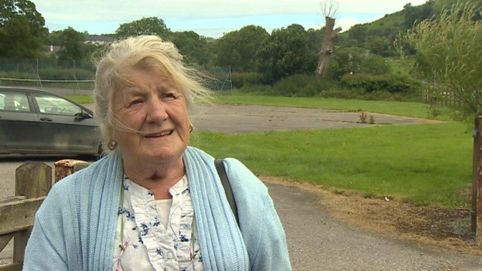 Chair of Corwen Skateboard Park Committee, Llios Ann Jones by the skateboard site