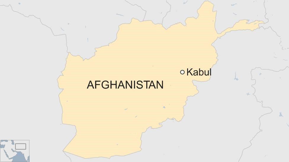 A map showing Afghanistan and Kabul