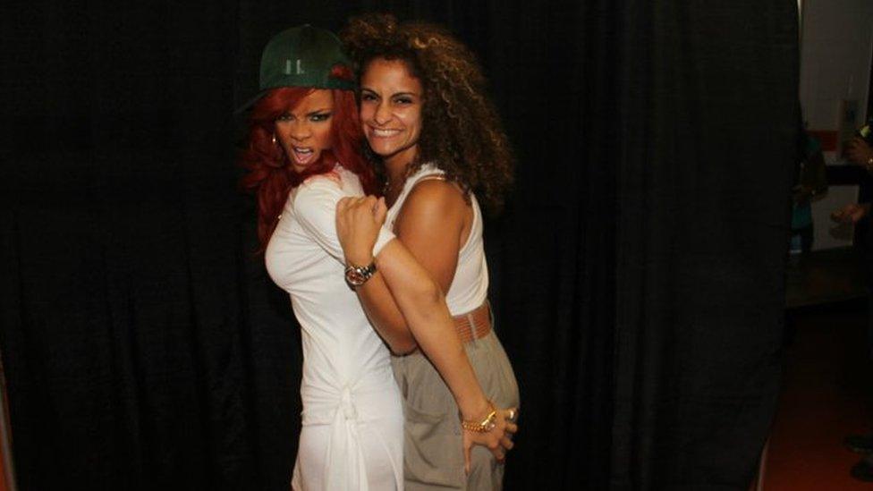 Rihanna meeting a fan on her Loud tour in 2011