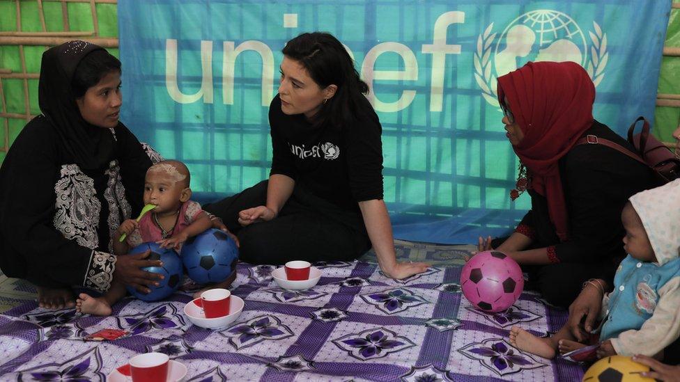 Jessie meeting mothers and their children in the camps