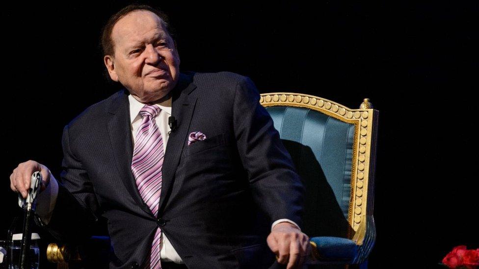 hairman and chief executive officer of the Las Vegas Sands Corporation Sheldon Adelson attends a press conference before the opening of the Sands new mega resort The Parisian in Macau, on September 13, 2016.