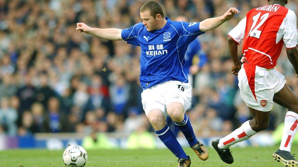 Wayne Rooney playing for Everton in 2002