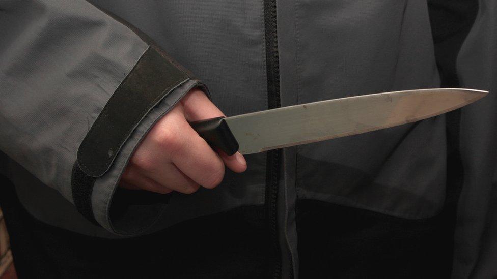 A teenage boy (nearly 14) holding a kitchen knife