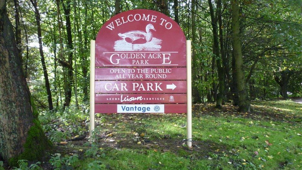 Golden Acre Park entrance sign