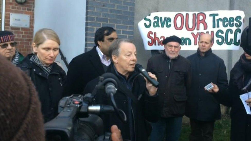 Protestors outside Sheffield Magistrates' Court