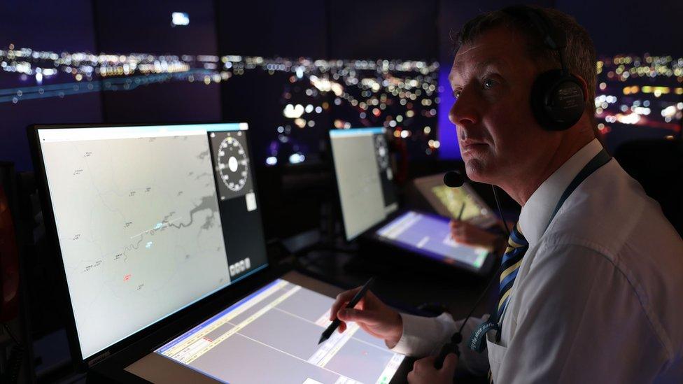 Nats personnel give a demonstration in the operations room, which will direct aircraft at London City Airport