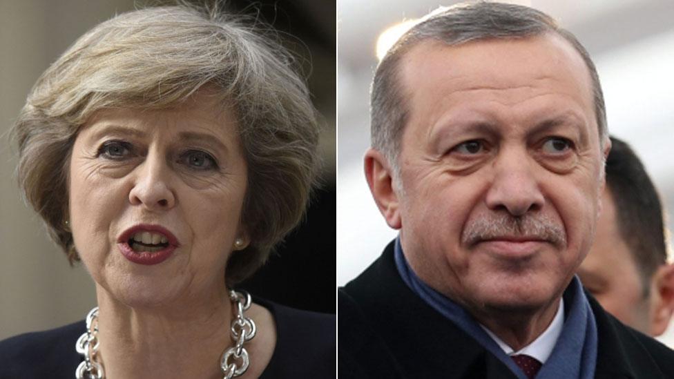 Theresa May and President Recep Tayyip Erdogan