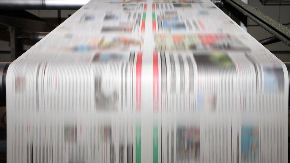 Newspaper being printed