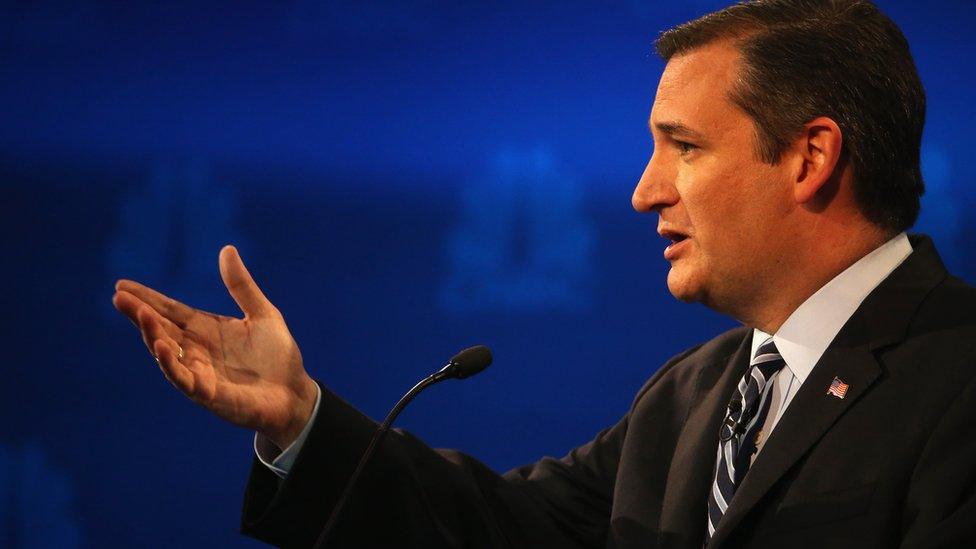 Republican candidate Ted Cruz speaks at the Colorado presidential debate.