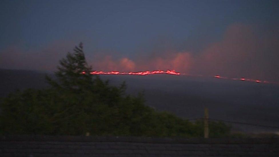 The wildfire in Carmel could be seen from a distance on Monday evening