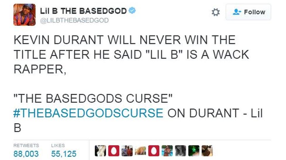 Lil B curses Kevin Durant on Twitter