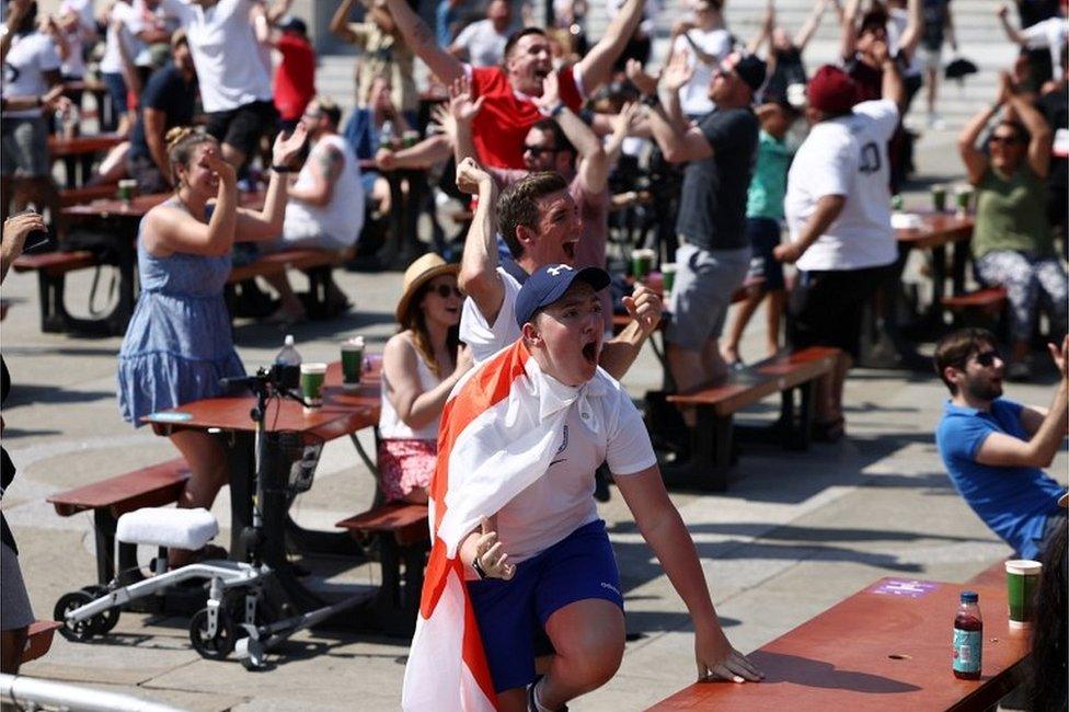 Fans in Trafalgar Square