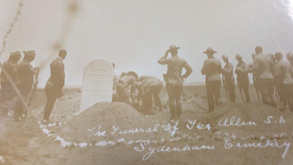 Funeral of a British soldier Les Allen at Syndenham Cemetery