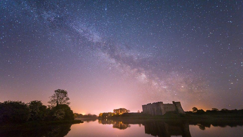 The Milky Way over Carew Castle, Pembrokeshire