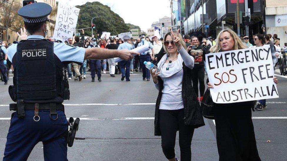 An anti-lockdown protest in Sydney, July 2021