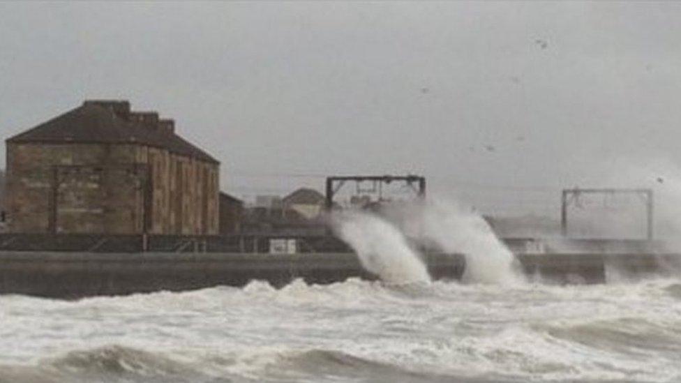 Storm surge affecting the line at Saltcoats